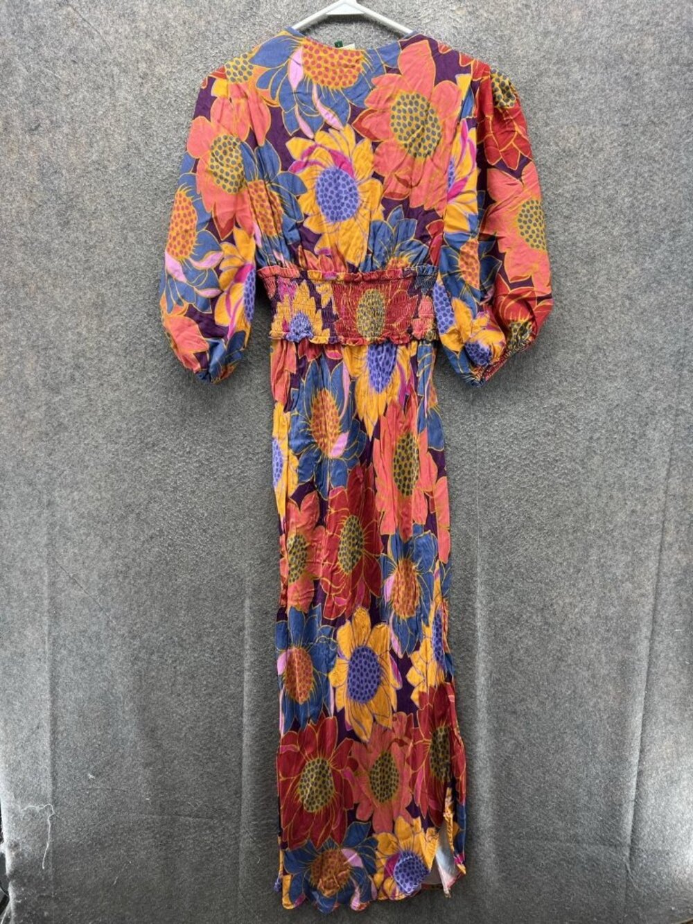 Farm Rio Dress Womens Small Multicolor Floral V Neck 3/4 Sleeve Boho Maxi - Picture 9 of 12